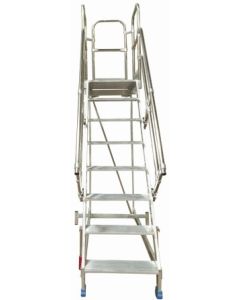 Escalera industrial de tijera peldaño ancho 6 peldaños 1,50mt aluminio plabell cargo06 126882