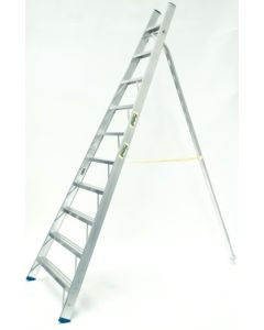 Escalera industrial de tijera 10 peldaños 3,08mt aluminio plata plabell fruit10pp 126890