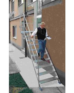 Escalera industrial apoyo peldaño ancho 6 peldaños 1,22mt aluminio plata plabell in7346/6 126891