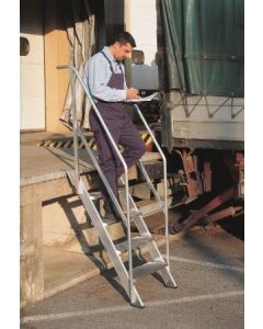 Escalera industrial apoyo peldaño ancho 20 peldaños 4,92mt aluminio plata plabell in7366/20 126894