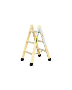 Escalera industrial de tijera doble 3+3 peldaños 0,89mt madera marron plabell bld03