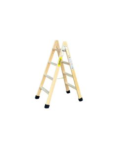Escalera industrial de tijera doble 4+4 peldaños 1,14mt madera marron plabell bld04
