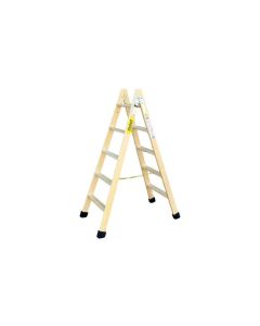 Escalera industrial de tijera doble 5+5 peldaños 1,39mt madera marron plabell bld05