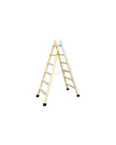 Escalera industrial de tijera doble 6+6 peldaños 1,64mt madera marron plabell bld06