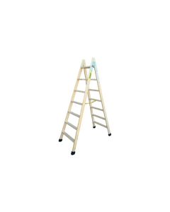 Escalera industrial de tijera doble 7+7 peldaños 1,90mt madera marron plabell bld07