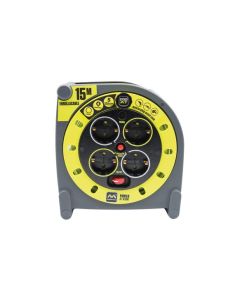 Enrollacable electricidad 4 tomas tt termostato 3x1,5mm 15mt 3680v 230v verde/