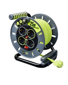 Enrollacable electricidad 4 tomas tt termostato 3x1,5mm 20mt 3680v 230v verde/gris acero/pvc masterplug