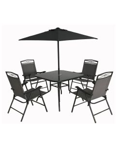 Conjunto mesa+4 sillones+parasol chile import