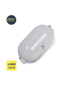 Aplique iluminacion exterior blanco oval 9w 810lm 4000k ip65 plastico edm