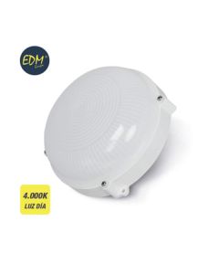 Aplique iluminacion exterior blanco redondo 12w 1080lm 4000k ø20cm ip65 plastico edm