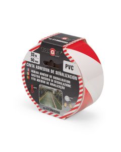 Cinta adhesiva señalizacion 50mmx33mt pvc rojo/blanco target c13rb3350