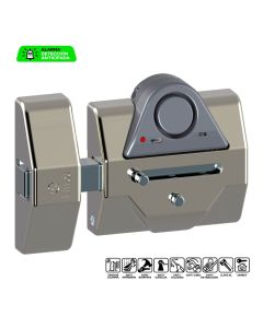 Cerrojo alta seguridad con alarma reforzado cromo mate lince 7930rsa-cm