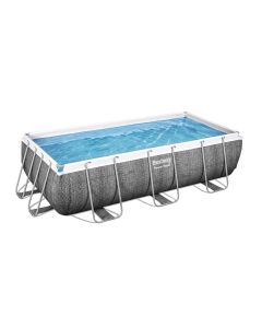 Piscina pared pvc depuradora cartucho rectangular 6478lt 404x201x100cm metal gris power steel ratan bestway 129259