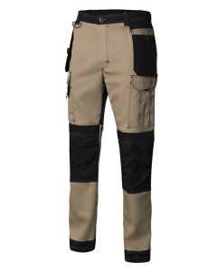 Pantalon trabajo multibolsillos con refuerzo xxl 98%algodón 2%elastano beige/neg