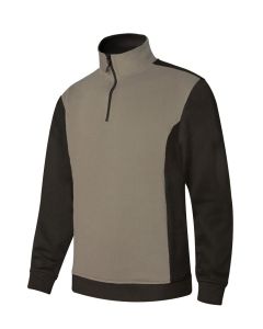Sudadera trabajo media cremallera m 65%poliester 35%algodón beige/negro p105703