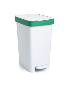 Cubo reciclaje con pedal 25 lt polipropileno blanco/verde smart tatay 1 ud 1021001         129646