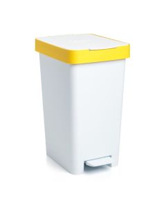 Cubo reciclaje con pedal 25 lt polipropileno blanco/amarillo smart tatay 1 ud 1021002 129648