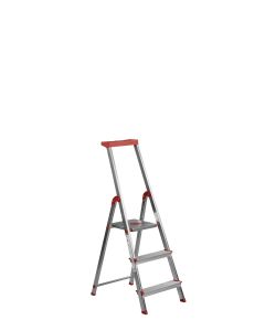 Escalera domestica de tijera 0,59mt 3 peldaños aluminio rojo rolser uni001