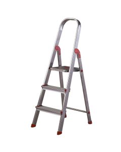 Escalera domestica de tijera 1,01mt 5 peldaños aluminio rojo rolser uni003