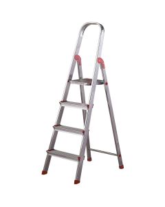 Escalera domestica de tijera 1,22mt 6 peldaños aluminio rojo rolser uni004