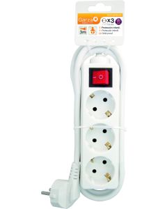 Base multiple 3 tomas 3680w cable 3m garza 55x47x185mm 420019 132565