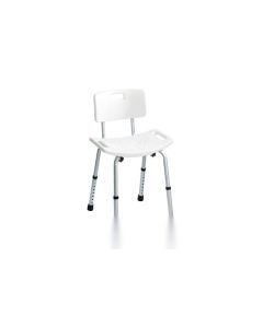 Taburete baño hasta 130kg wenko aluminio/plastico blanco secura respaldo reg.alt