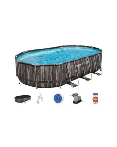 Piscina ovalada desmontable 19.480 l depuradora cartucho tipo iii 610x366x122cm diseño madera bestway