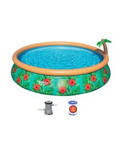 Piscina pared pvc 457x84cm depuradora cartucho bestway poliester/pvc verde circu