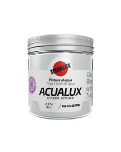 Pintura manualidades al agua satinada metalizada plata acualux titan 75 ml