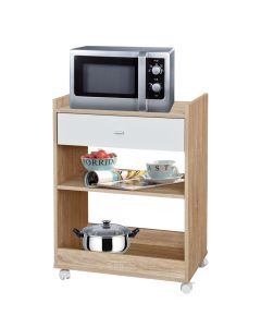 Carro cocina mesita 60x39x81,5cm 1 cajon madera blanco/madera vivahogar