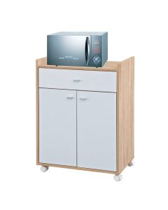 Carro cocina mesita 60x39x81,5cm 1 cajon 2 puertas madera blanco/madera vivahogar