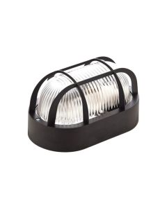 Aplique iluminacion e27 60w ip44 exterior famatel pvc negro oval rejilla plastic
