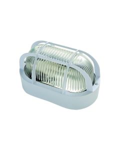 Aplique iluminacion e27 60w ip44 exterior famatel pvc blanco oval rejilla plasti
