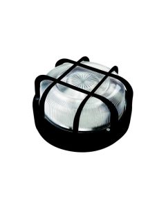 Aplique iluminacion e27 100w ip44 exterior famatel pvc negro redondo rejilla pla