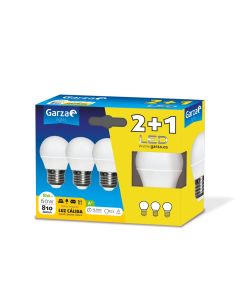 Lampara iluminacion esferica led garza e27 8w 810lm 3000k 3 pz