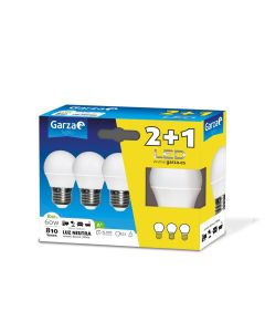 Lampara iluminacion esferica led garza e27 8w 810lm 4000k 3 pz