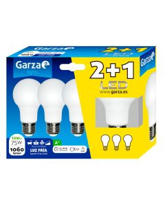 Lampara iluminacion estandar led garza e27 12w 1060lm 6500k 3 pz
