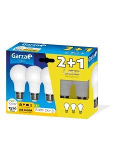 Lampara iluminacion estandar led garza e27 15w 1520lm 3000k 3 pz