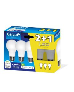 Lampara iluminacion estandar led garza e27 15w 1520lm 6500k 3 pz