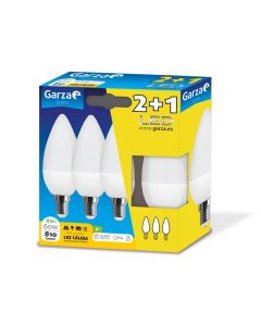 Lampara iluminacion vela led garza e14 8w 810lm 3000k 3 pz