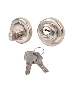 Cerradura sobreponer madera cilindro/condena redonda 2 llaves d=51,5mm zamak niquel satinado 10323 ayr