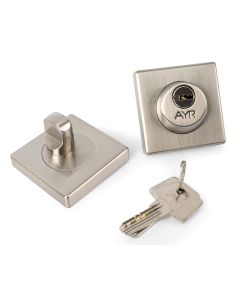 Cerradura sobreponer madera cilindro/condena cuadrada 2 llaves 55mm zamak niquel