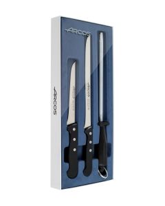 Cuchillo jamonero set universal acero nitrum negro arcos 3 pz