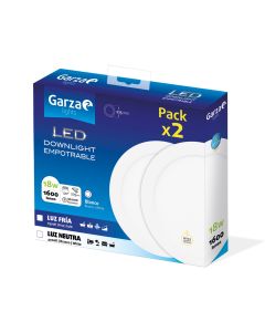 Downlight interior 18w 1600lm 6500k pack 2uds 26,5x23x25,5cm metal blanco slim c 134879