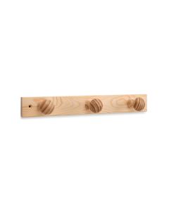 Colgador pared 3 pomos madera madera en crudo inofix