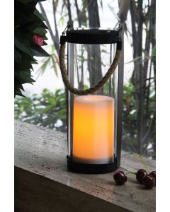 Vela exterior 10 x 25,4cm solar luceco metal y ratan negro legscg25-01 legscg25-