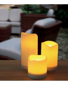 Vela exterior 10 x 10/15/20cm solar luceco plastico blanco legscpx3-01 efecto ve