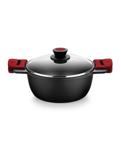 Cacerola cocina alta con tapa 24cm aluminio rojo a410320 bra