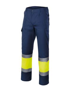 Pantalon alta visibilidad marino / amarillo fluor talla s velilla