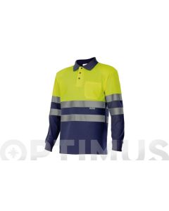 Polo manga larga alta visibilidad marino / amarillo fluor talla m velilla